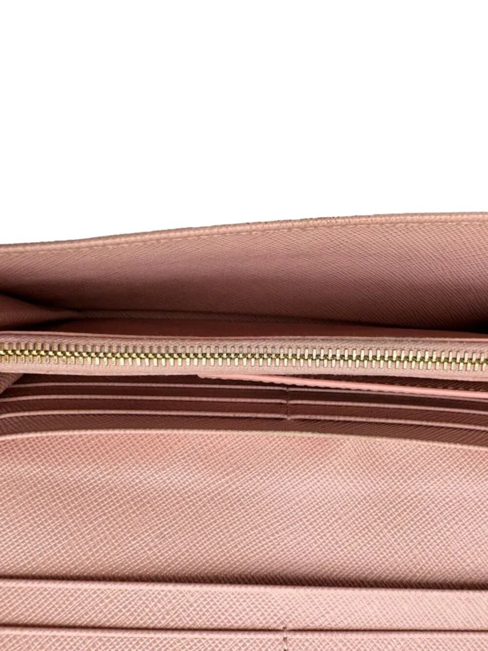 Prada  Metal Bar Continental Flap Saffiano Leather Wallet Pink